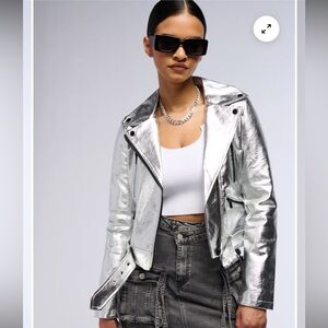 Silver moto jacket